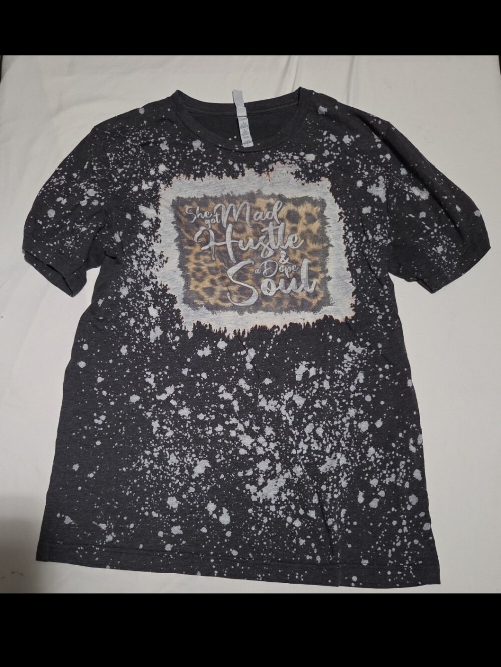Canvas Women's large grey splatter mad hustle shirt #27